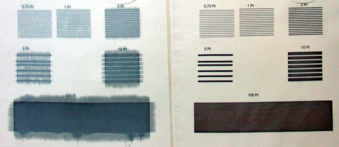 Druckversuche auf Polyester mit unterschiedlichen Druckqualitäten