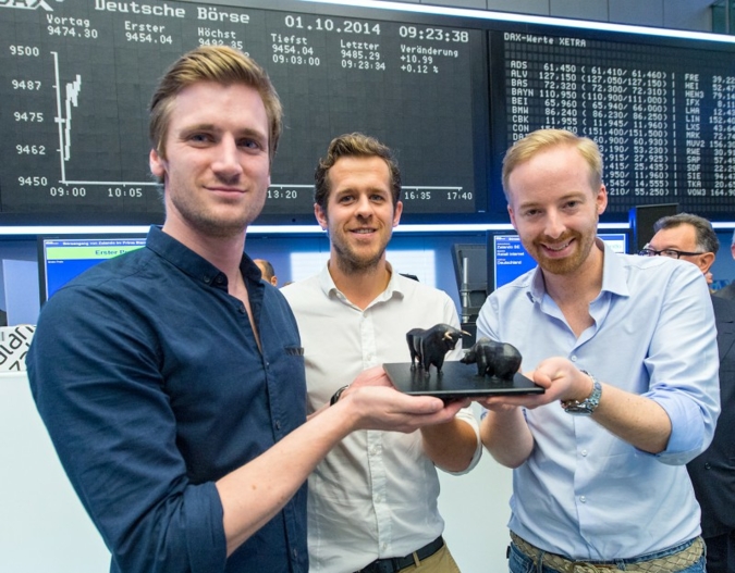 Zalandos management board on the first day of stock market trading