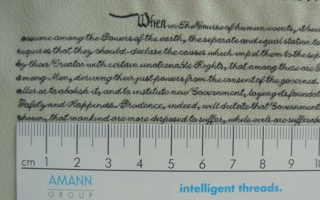 Serafil by Amann - Character heights of 2mm are possible via satin stitches (Photo: Amann)