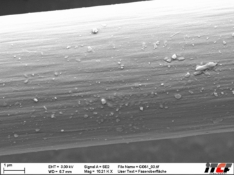 Fibre surface after preparation with monomer solution