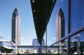 The fair tower is emblem of the city Frankfurt and of the Messe Frankfurt