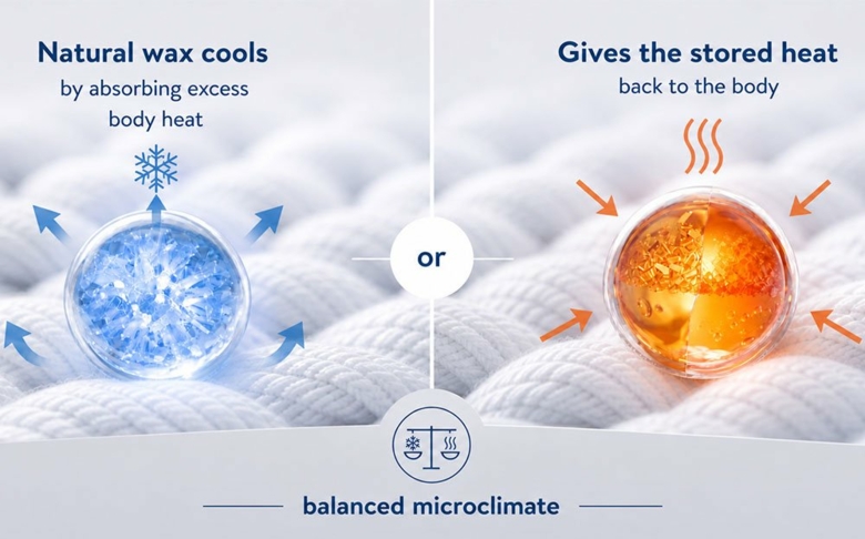 Mikrowachs stabilisiert Textil-Mikroklima